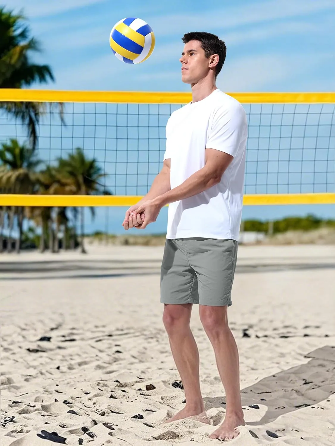 Men's Swim Trunks Beach Board Shorts Quick Dry Swimsuit Bathing Suits with Pockets 7 Inch Inseam Mesh Lining