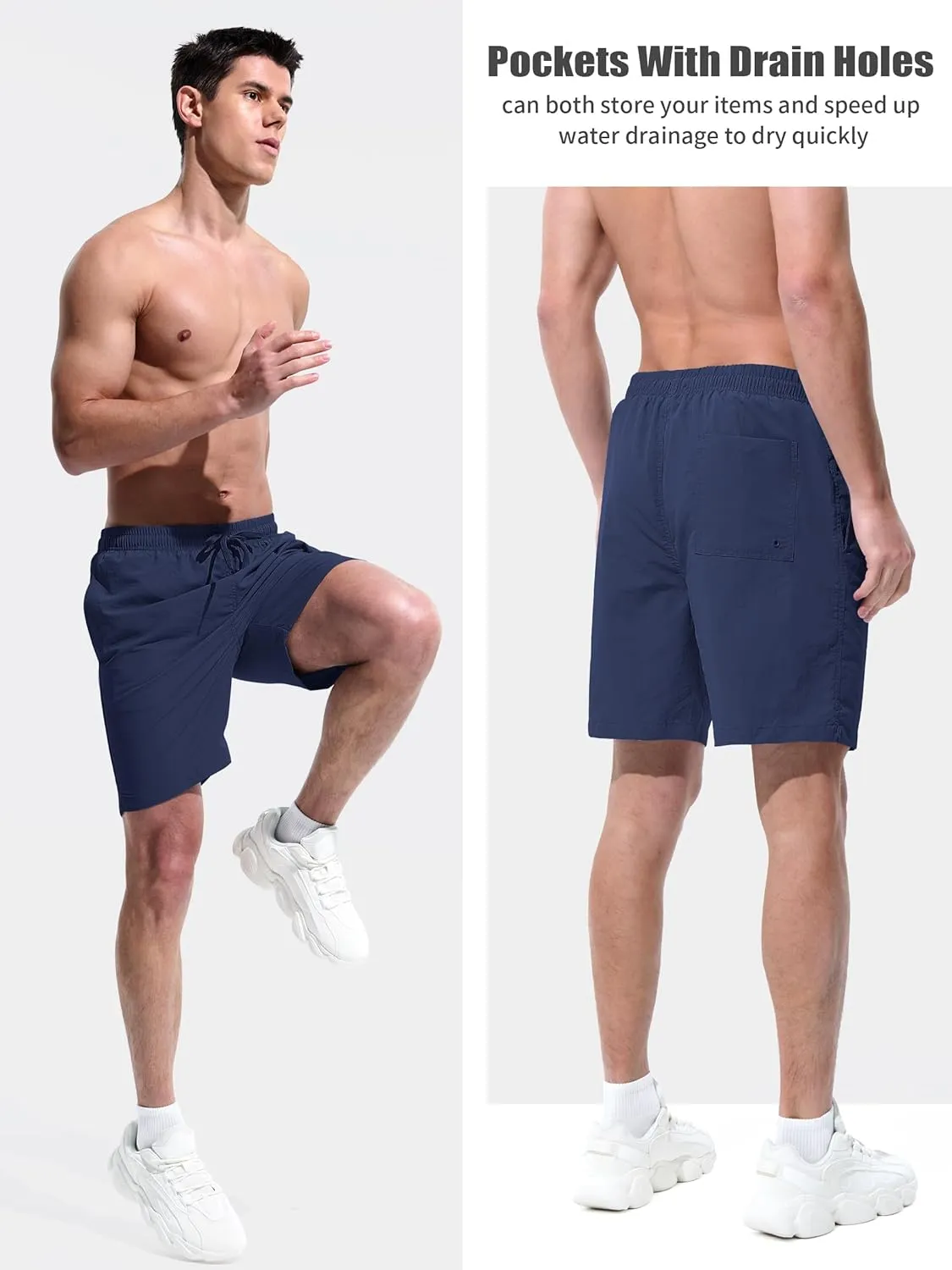 Men's Swim Trunks Beach Board Shorts Quick Dry Swimsuit Bathing Suits with Pockets 7 Inch Inseam Mesh Lining