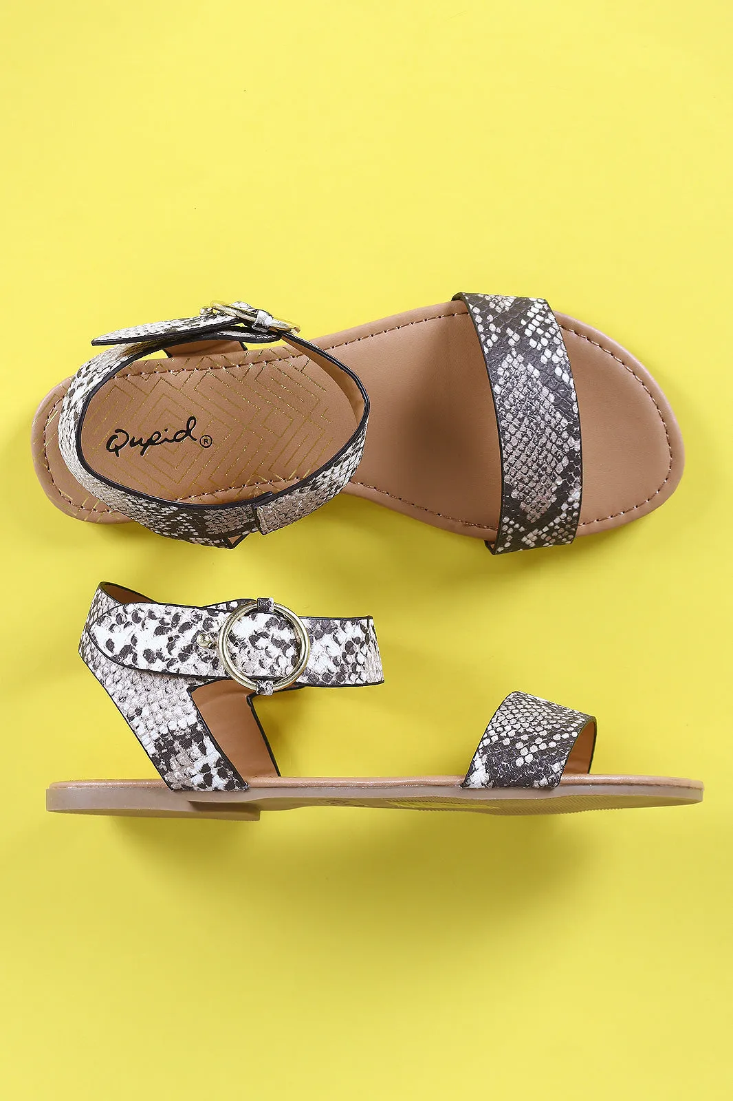 Qupid One Band Ankle Strap Flat Sandal