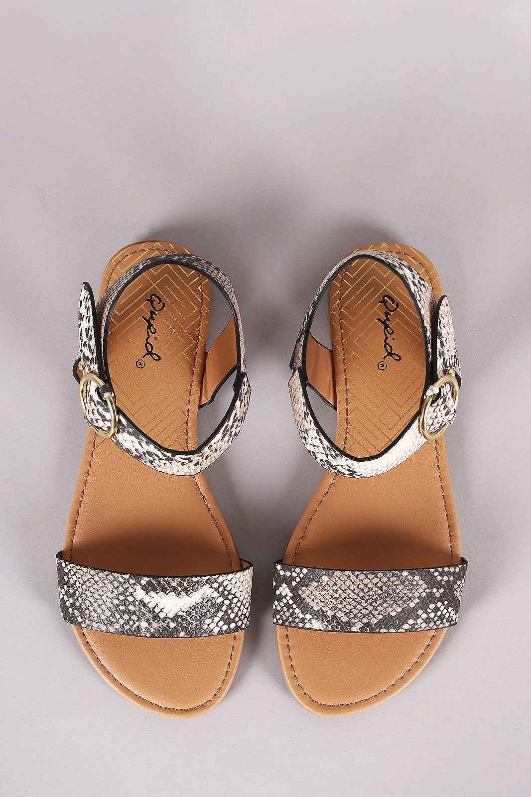 Qupid One Band Ankle Strap Flat Sandal