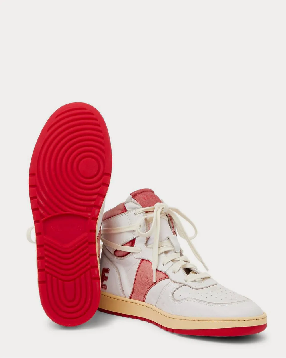 Rhecess Distressed Leather High-Top  Red high top sneakers