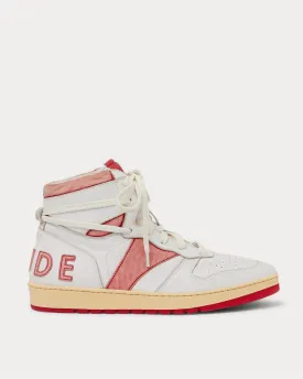 Rhecess Distressed Leather High-Top  Red high top sneakers