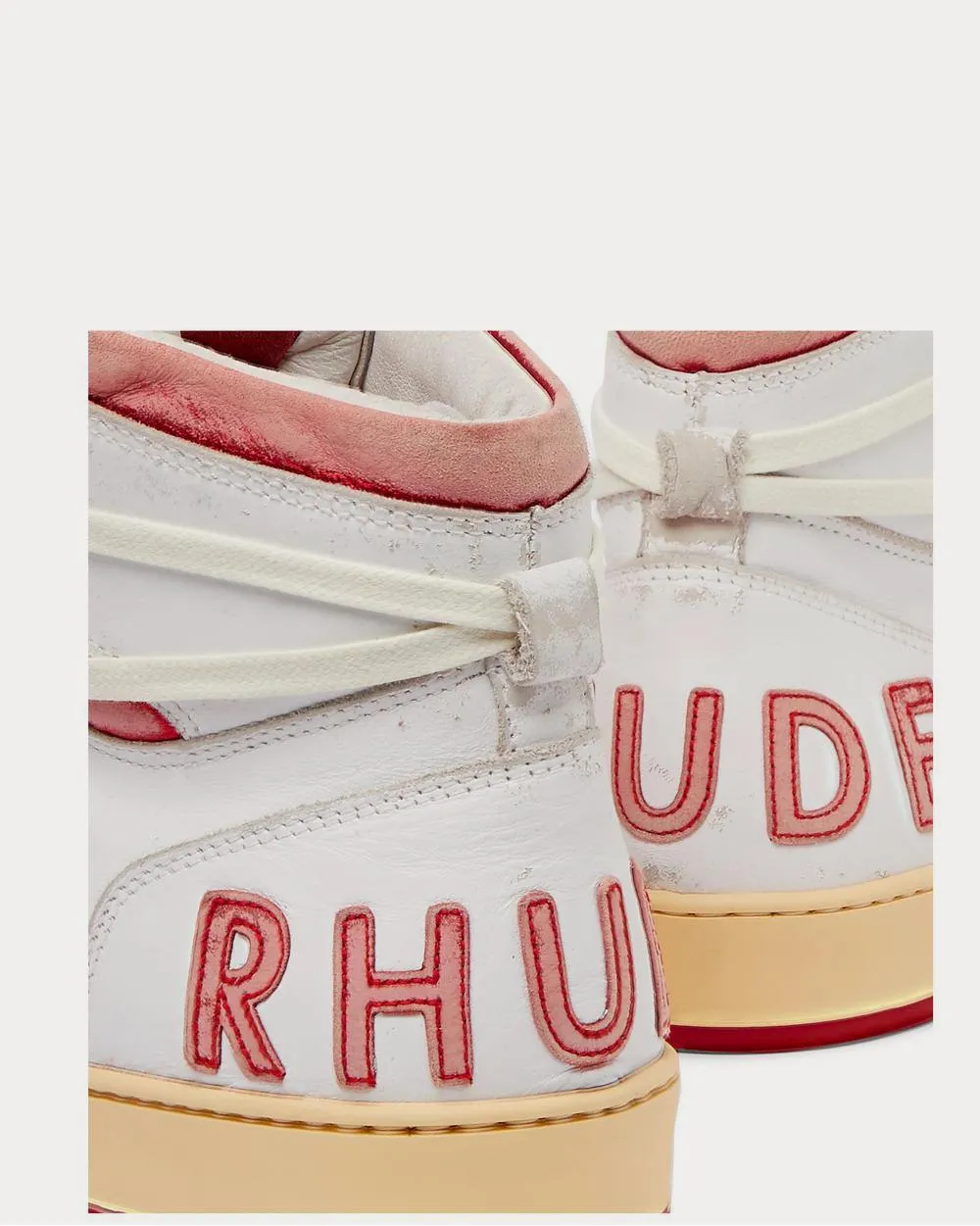Rhecess Distressed Leather High-Top  Red high top sneakers