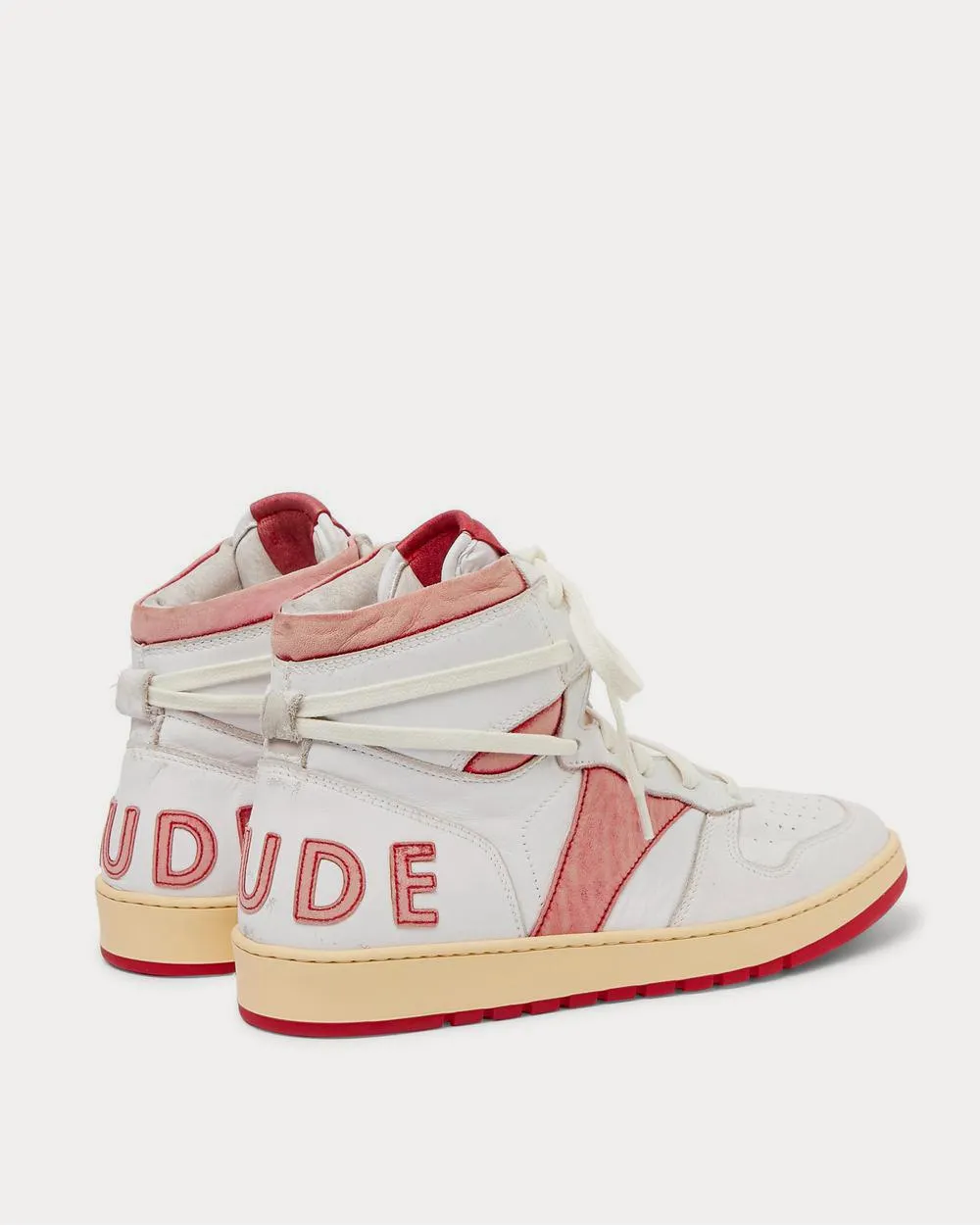 Rhecess Distressed Leather High-Top  Red high top sneakers