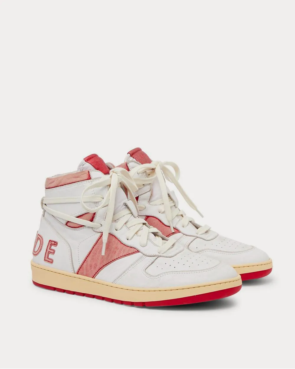 Rhecess Distressed Leather High-Top  Red high top sneakers