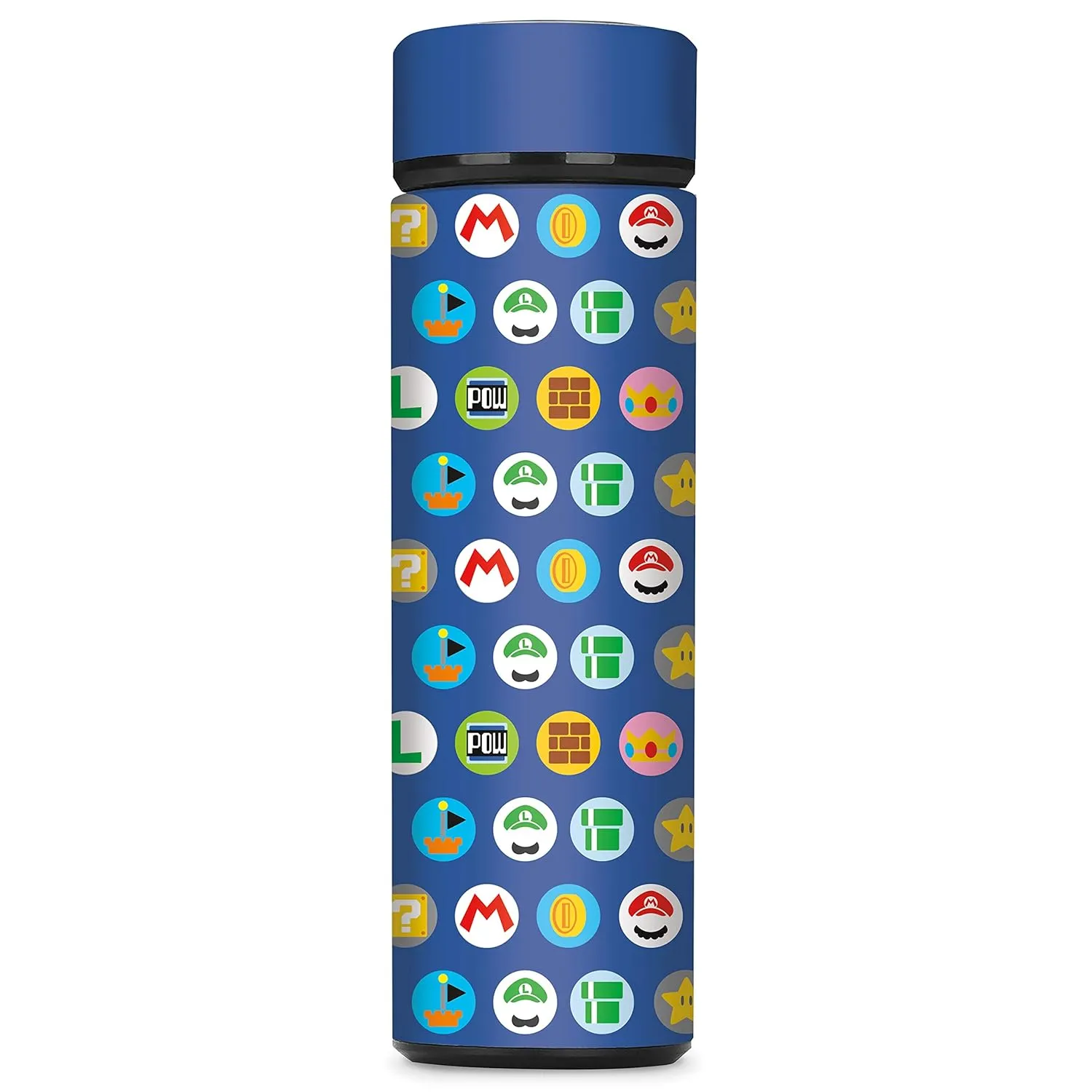 Super Mario, MarioLuigi Icons, Vacuum Insulated Stainless Steel Sport Water Bottle, Leak Proof, Wide Mouth, 17 oz, 500 ML