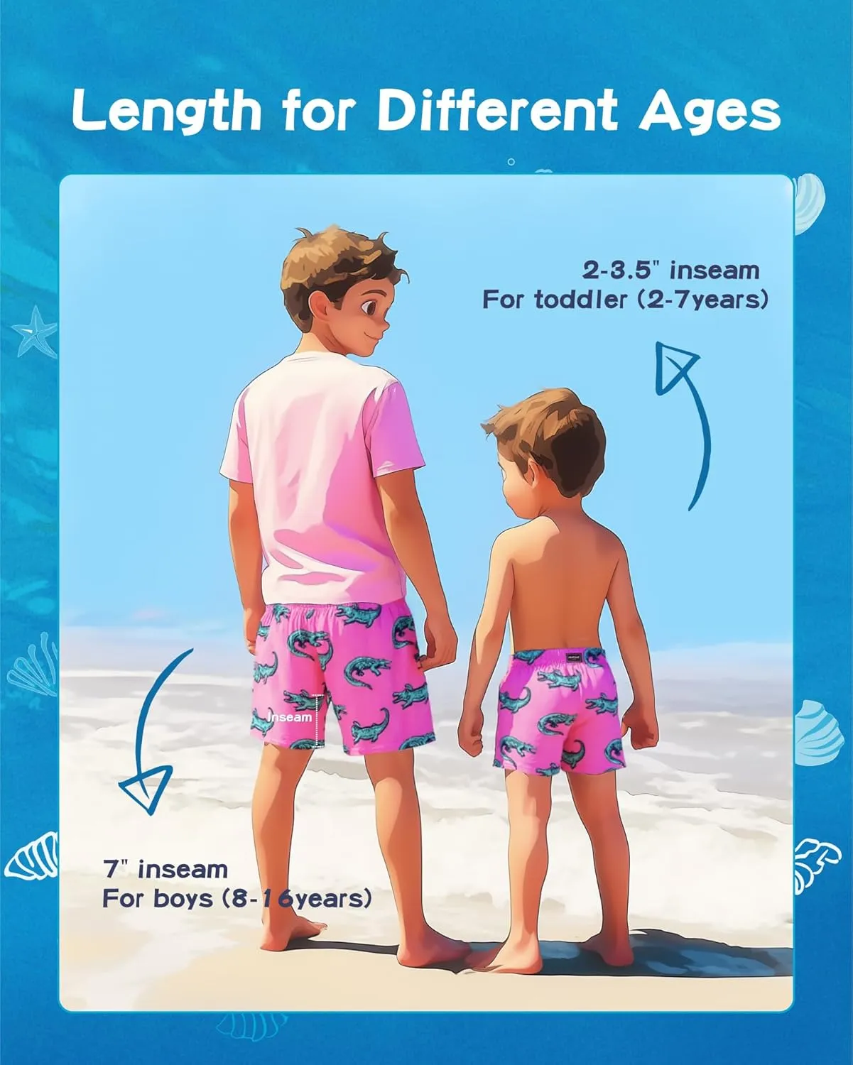 SURF CUZ Boys Swim Trunks Toddler Swim Shorts UPF 50  Bathing Suit for Boy Swimsuit Quick Dry Mesh Beach Boardshorts Swimwear
