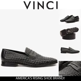 The Grand Woven Leather Black  Men Shoe Penny Loafer