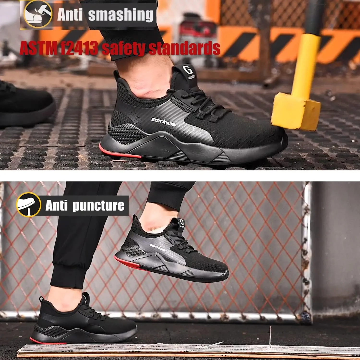 ulogu Steel Toe Shoes for Men WomenWaterproof Lightweight Roofing ShoeSafety Industrial Work Sneakers