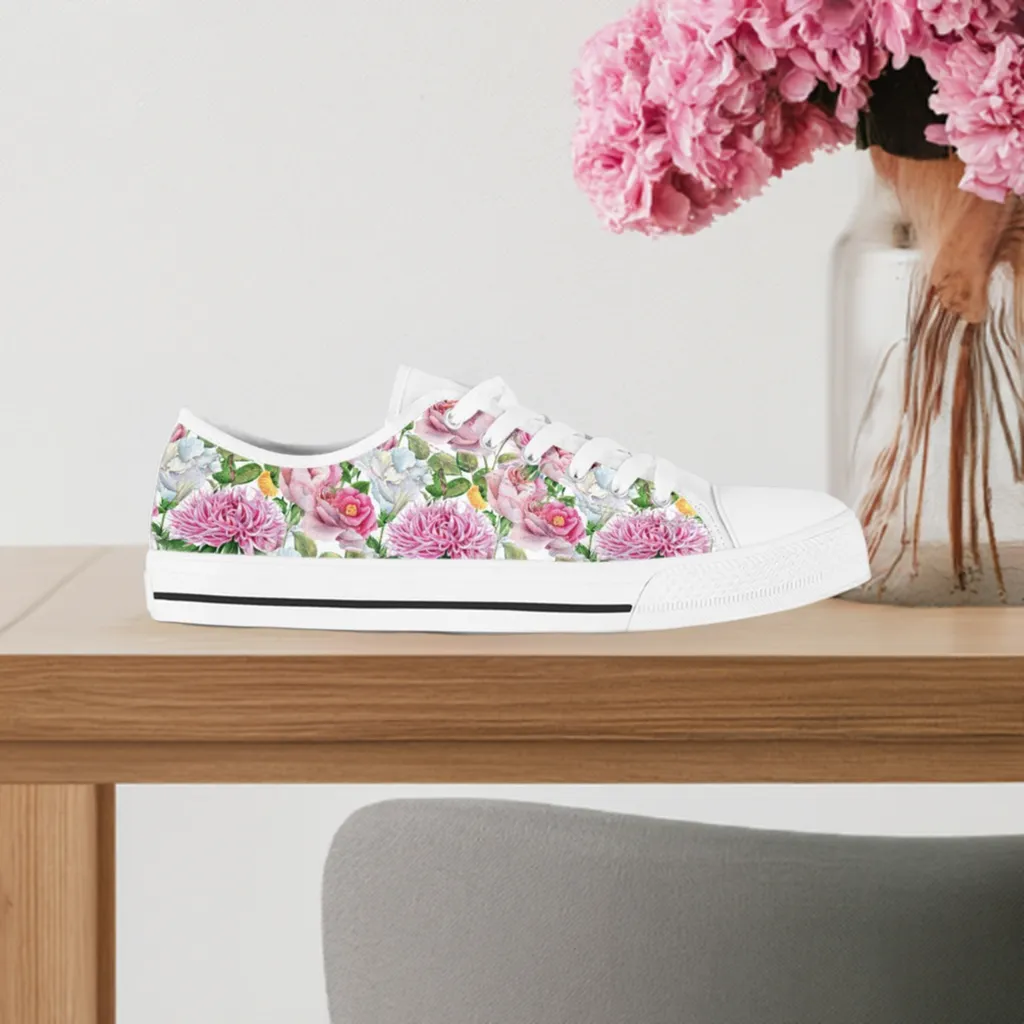 Watercolor Floral Women's Low Top Shoes - READY TO SHIP