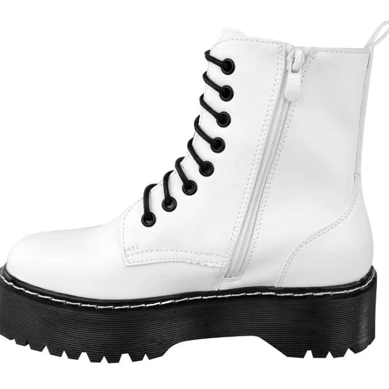 White Matte Faux Leather Chunky Ankle Boots