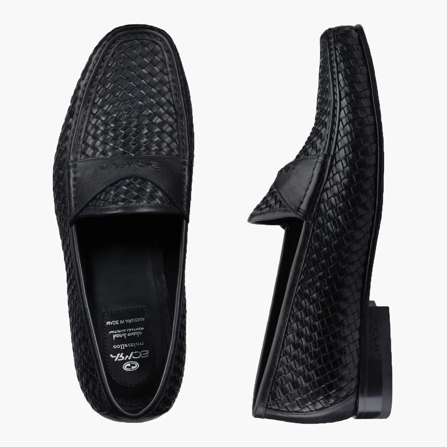 Woven black loafers