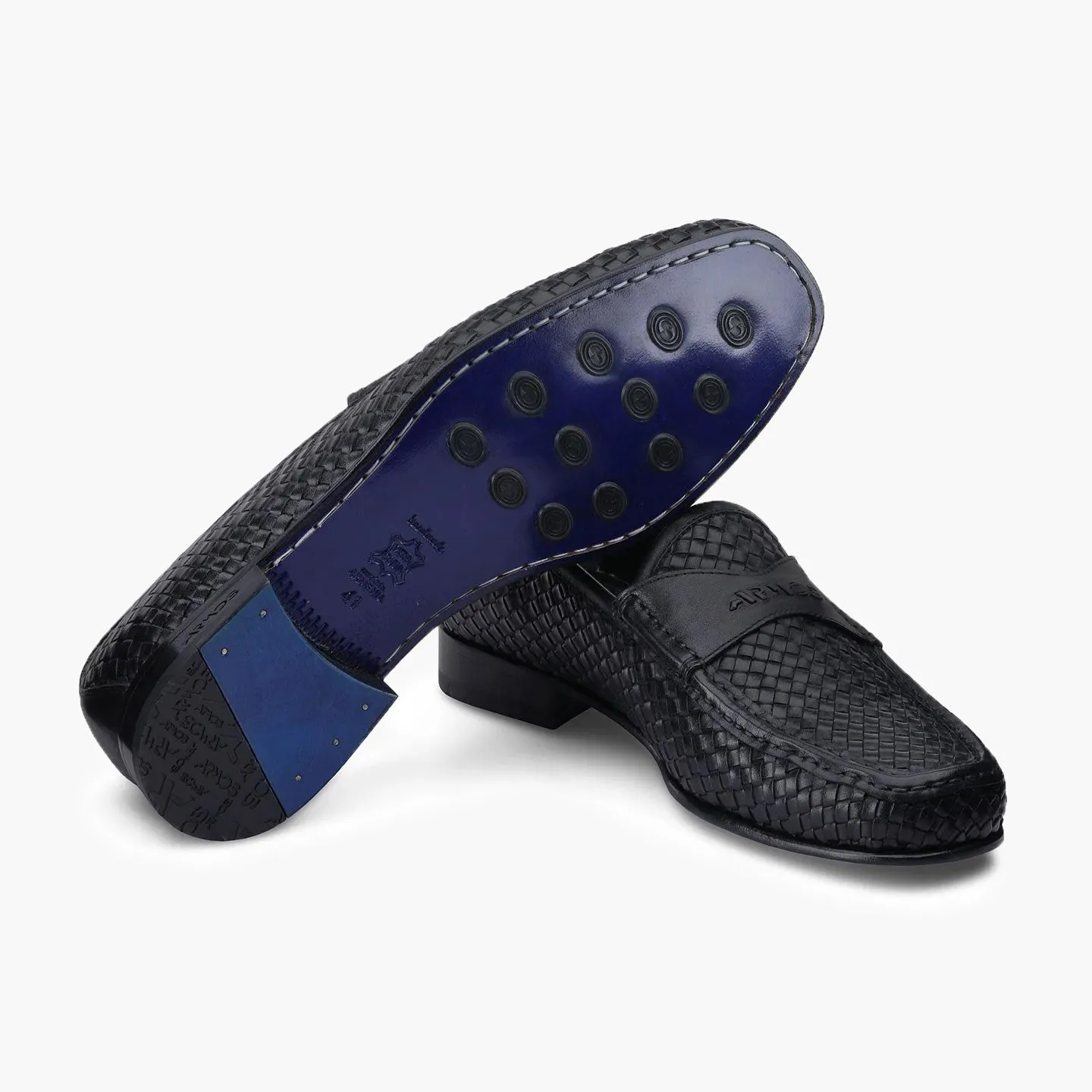 Woven black loafers
