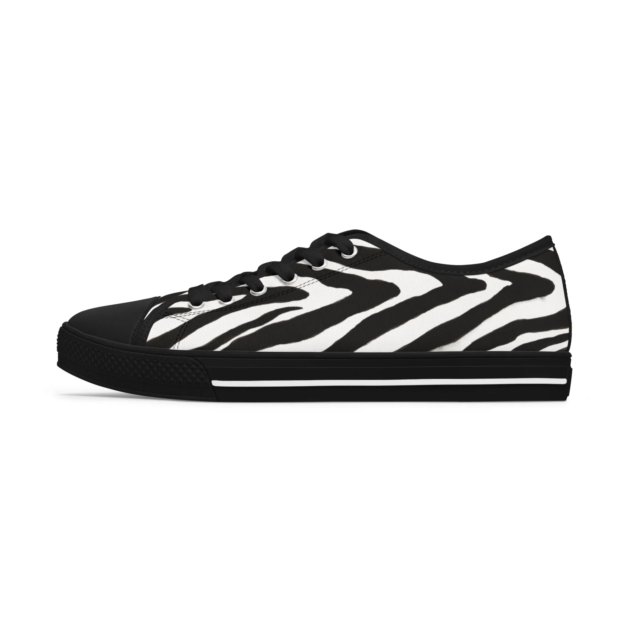 Zebra Print Women's Low Top Sneakers, Zebra Striped Animal Print Women's Low Top Sneakers (US Size: 5.5-12)