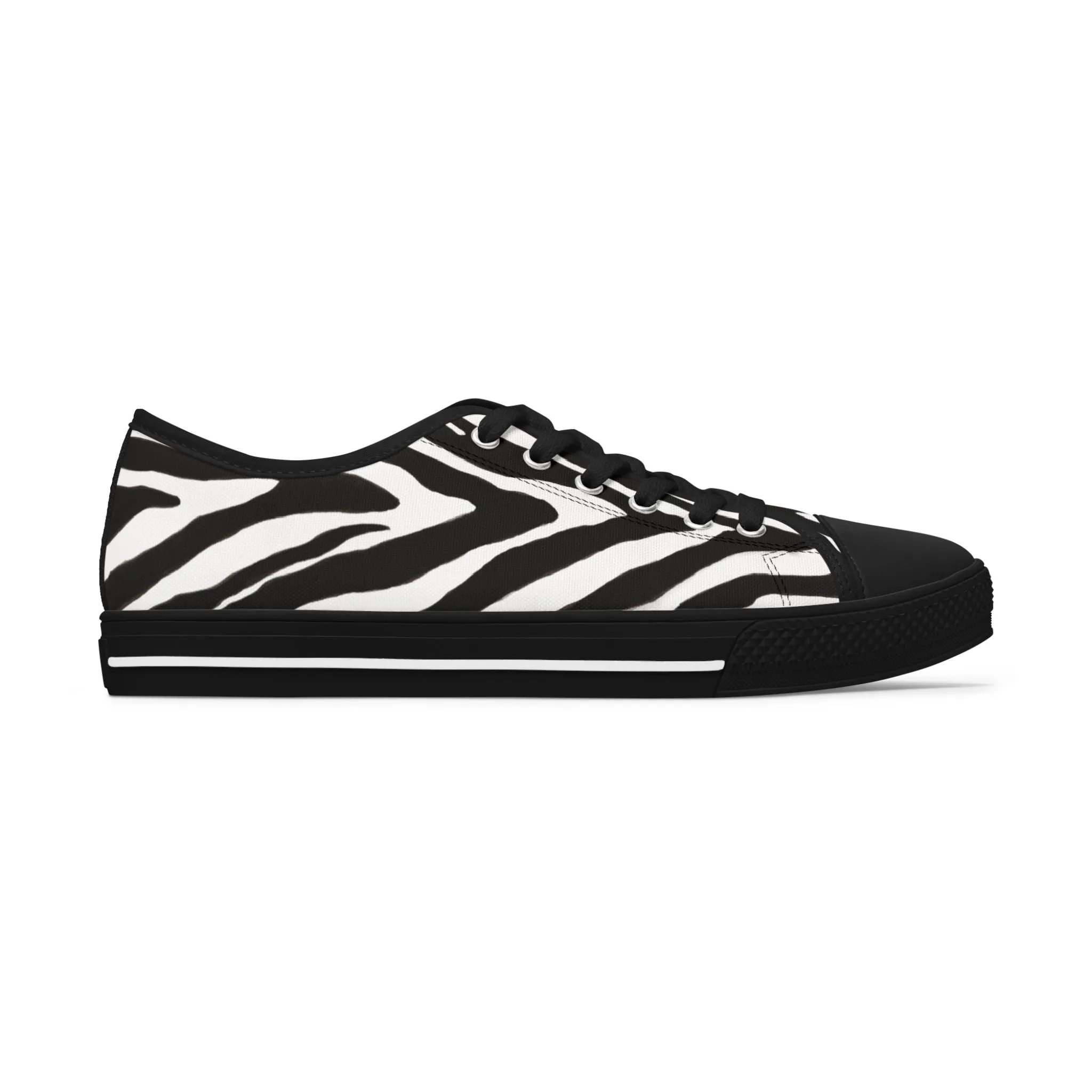 Zebra Print Women's Low Top Sneakers, Zebra Striped Animal Print Women's Low Top Sneakers (US Size: 5.5-12)