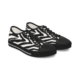 Zebra Print Women's Low Top Sneakers, Zebra Striped Animal Print Women's Low Top Sneakers (US Size: 5.5-12)