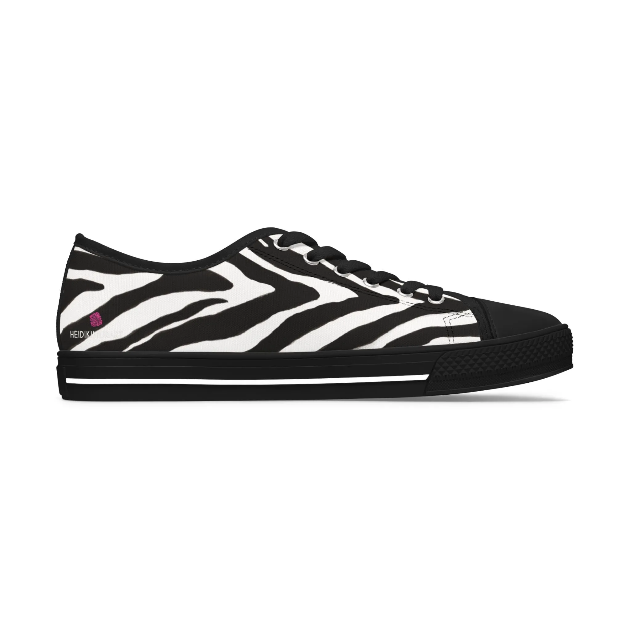 Zebra Print Women's Low Top Sneakers, Zebra Striped Animal Print Women's Low Top Sneakers (US Size: 5.5-12)