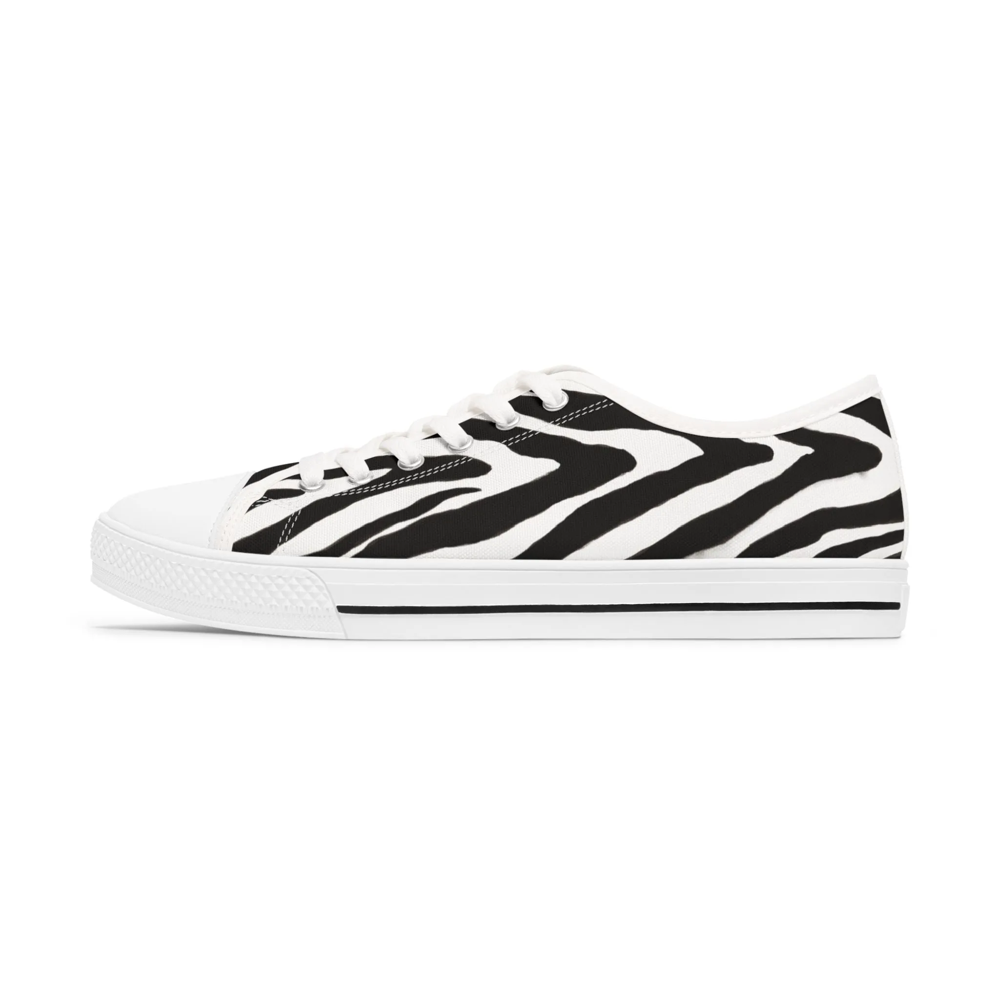 Zebra Print Women's Low Top Sneakers, Zebra Striped Animal Print Women's Low Top Sneakers (US Size: 5.5-12)
