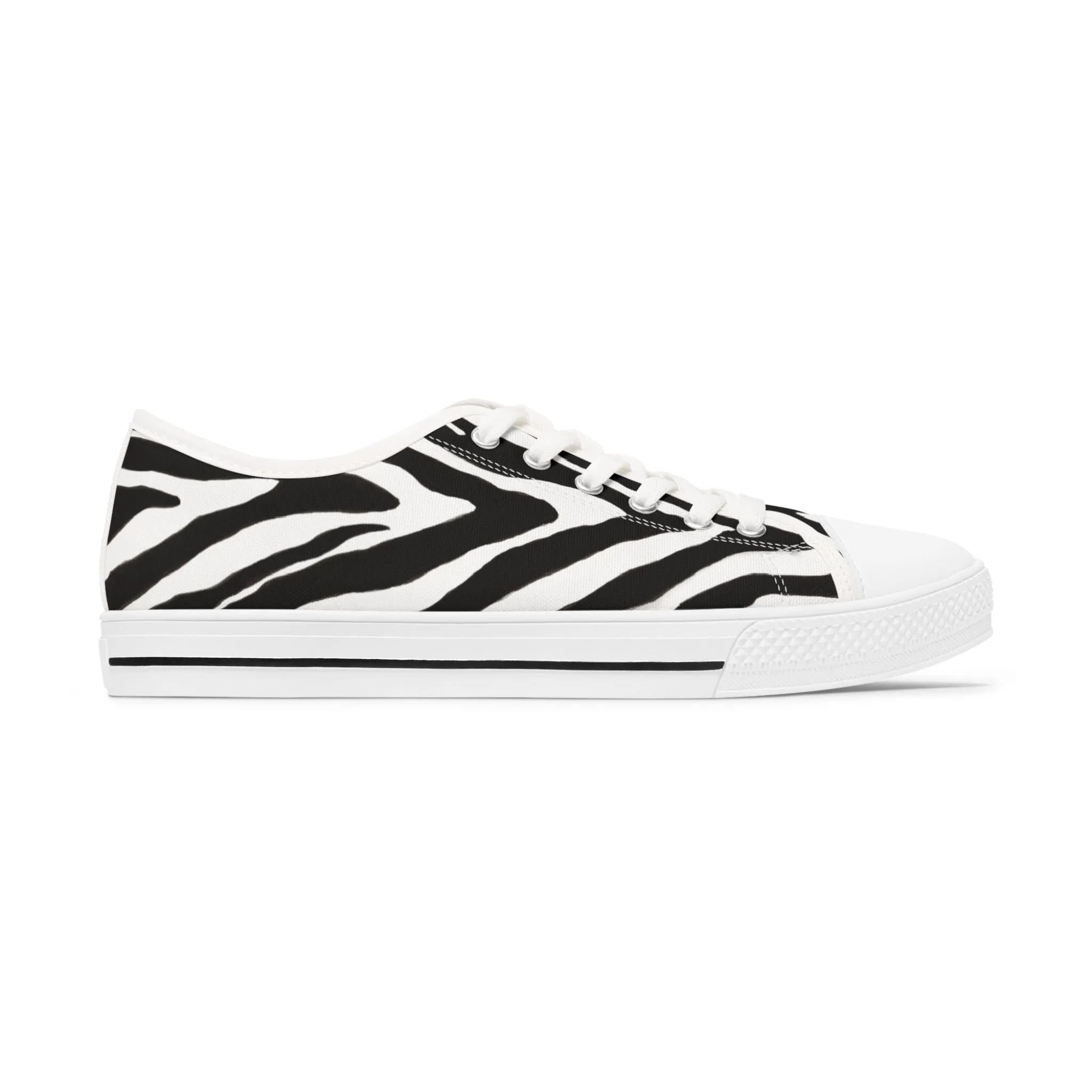 Zebra Print Women's Low Top Sneakers, Zebra Striped Animal Print Women's Low Top Sneakers (US Size: 5.5-12)