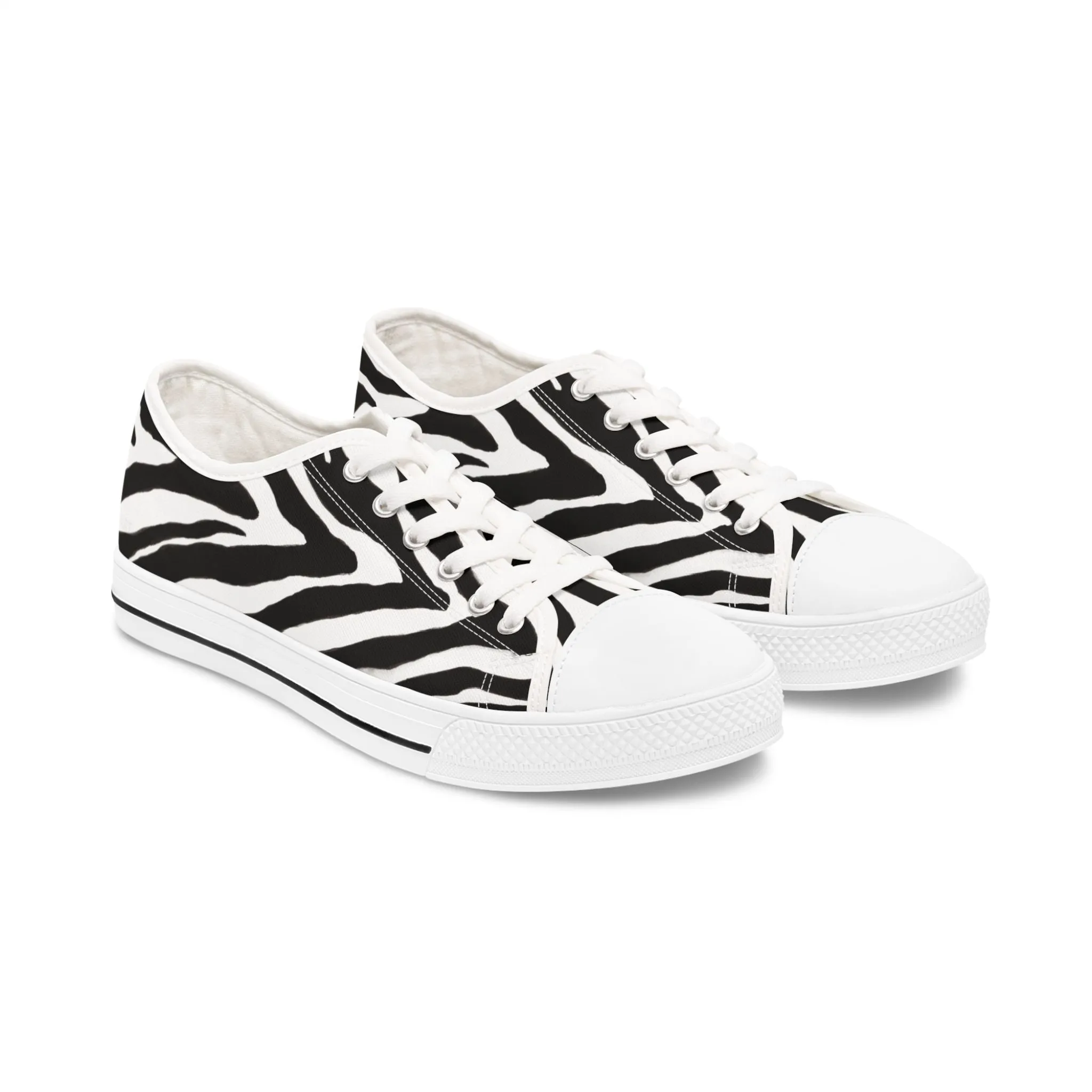 Zebra Print Women's Low Top Sneakers, Zebra Striped Animal Print Women's Low Top Sneakers (US Size: 5.5-12)