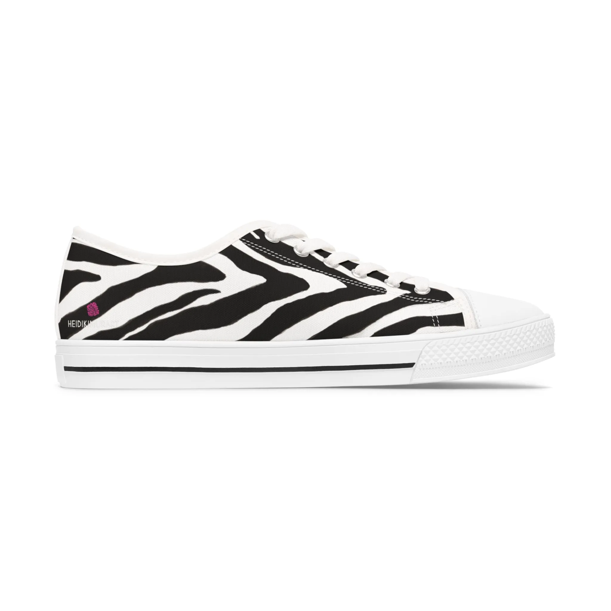 Zebra Print Women's Low Top Sneakers, Zebra Striped Animal Print Women's Low Top Sneakers (US Size: 5.5-12)