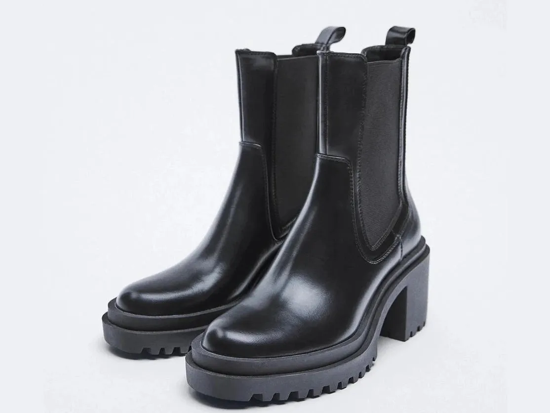 Zeinap Black Chunky Chelsea Boots
